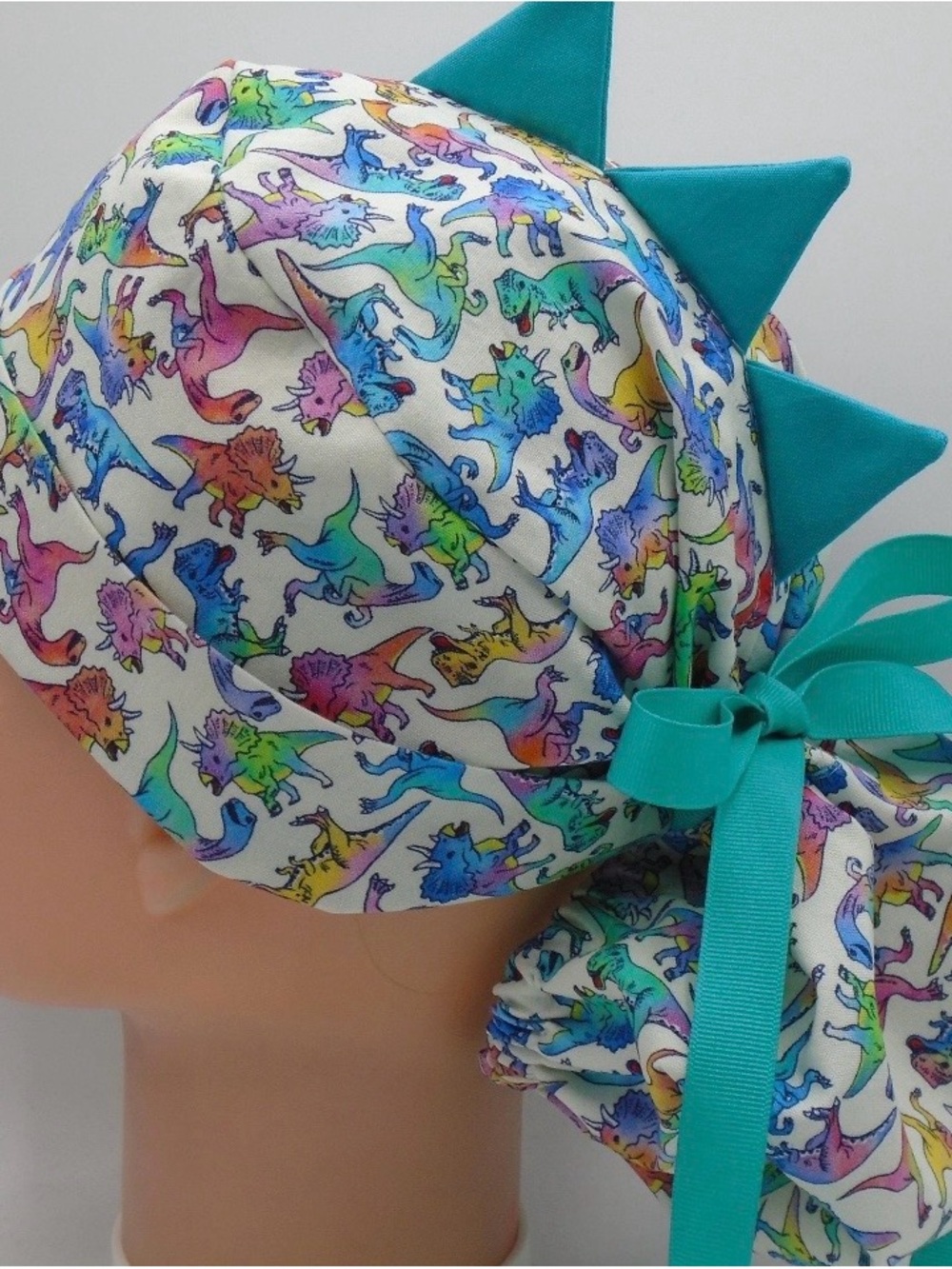 Dino Surgical Scrub Cap with Teal Ribbon